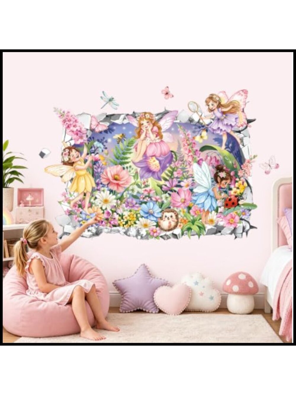 3D Flower Fairy Butterfly Wall Decals Stickers Girls Room Decor